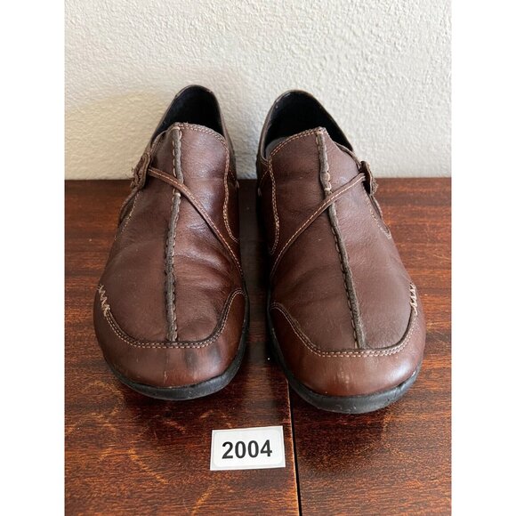 Clarks Wave Run Loafer Shoes Women's 9W Brown Leather Slip-On Embroidered - Picture 2 of 10